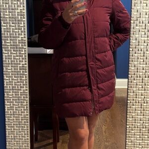 Burgundy Lands End Down Coat